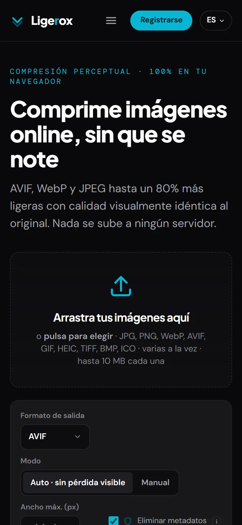 Ligerox vista en un móvil