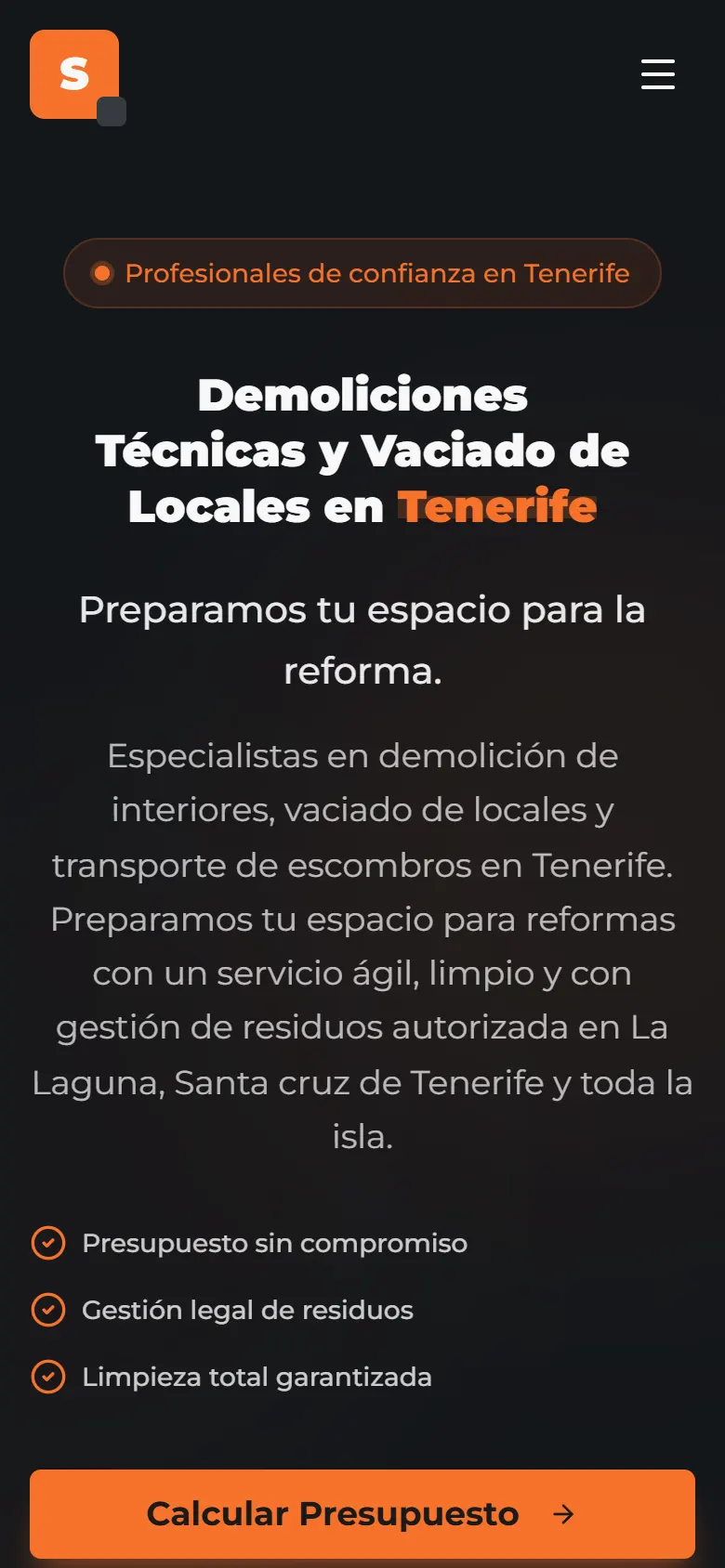 Demoliciones Tenerife vista en un móvil