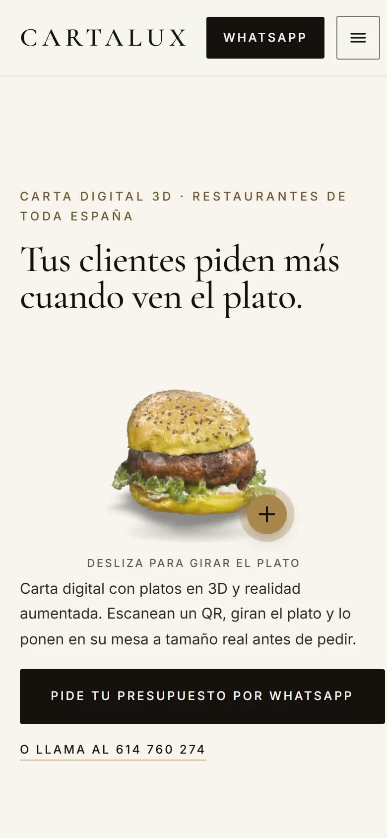 Cartalux vista en un móvil